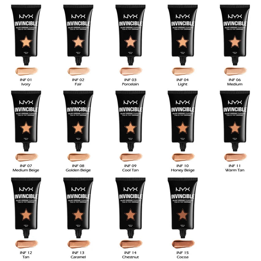 1 NYX Invincible Fullest Coverage Foundation "Pick Your 1 color"Joy's cosmetics