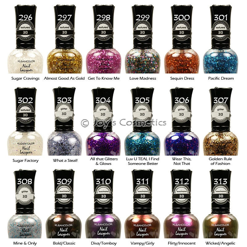 3 KLEANCOLOR 3D Nail Lacquer (polish) " Pick Your 3 Color " Joy's cosmetics