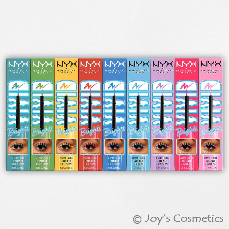 9 NYX Vivid Brights Colored Liquid Eyeliner Matte - VBLL "9 Color Set" Joy's