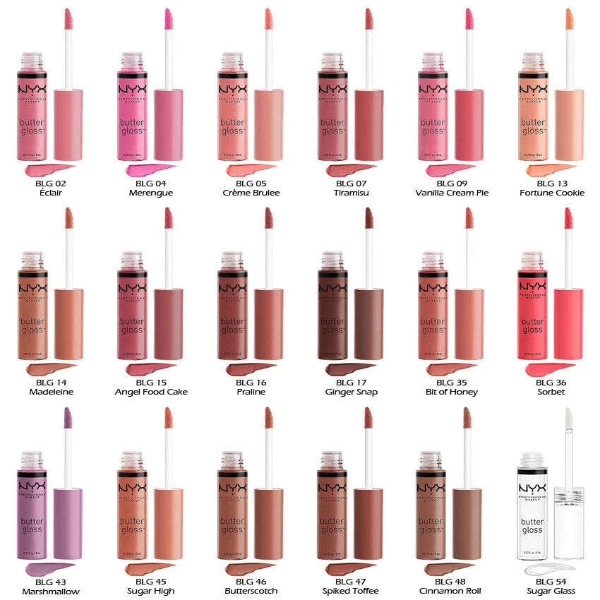 18 NYX Butter Lip Gloss - BLG " 18 Color Full Set " Joy's cosmetics
