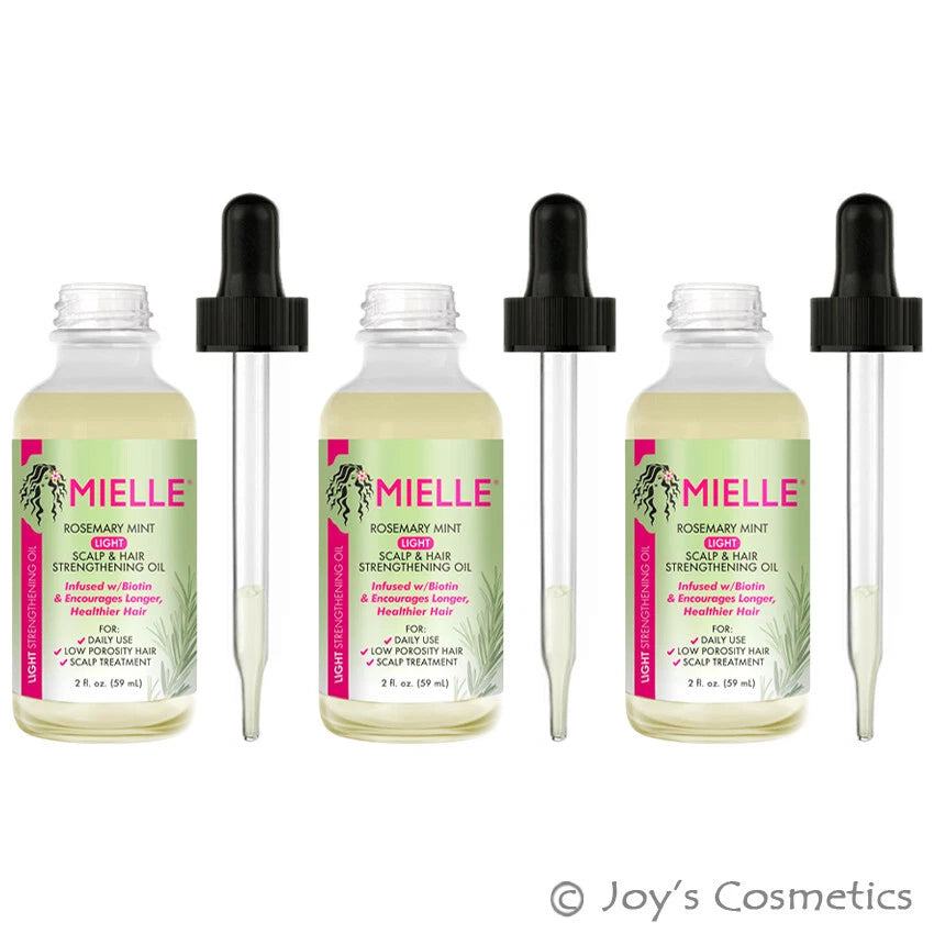 3 MIELLE Rosemary Mint Light Scalp & Hair Strengthening Oil "3 Pieces Light Set"