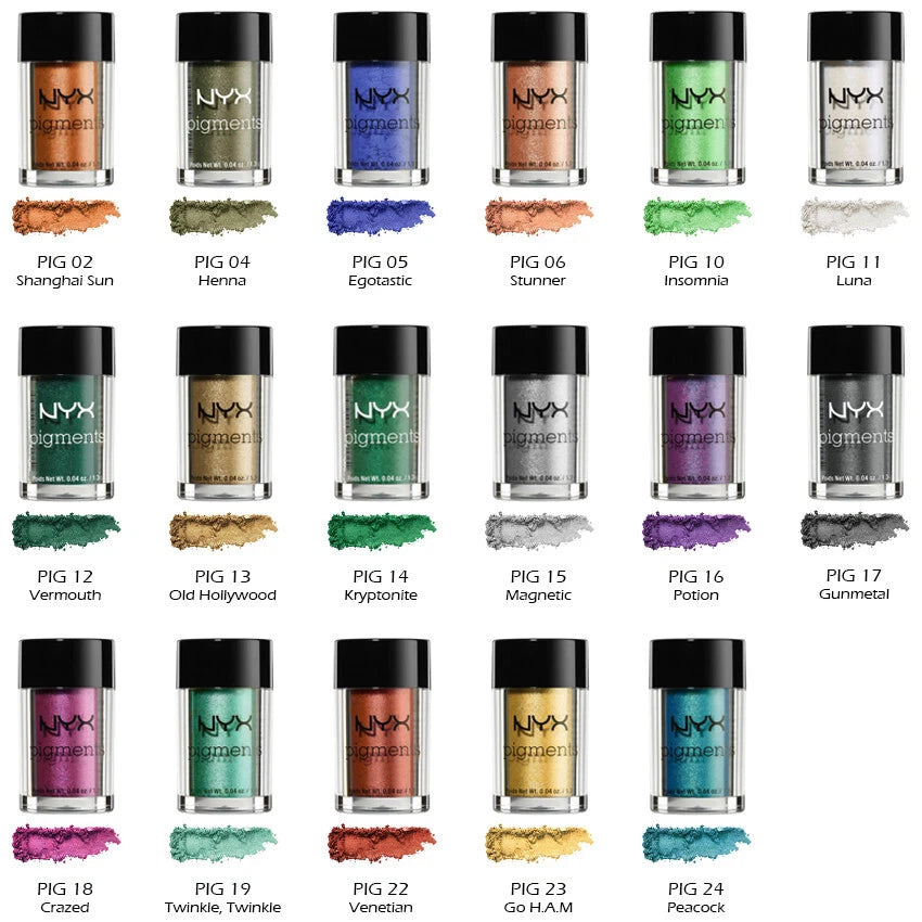 17 NYX Pigments Eyeshadow Powder - PIG " 17 Color Full Set " Joy's cosmetics