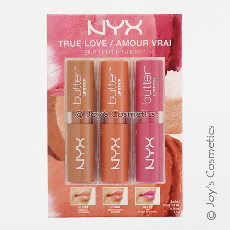 1 NYX Butter Lipstick 3 Piece Set - True Love " BLSSET02 " Joy's cosmetics