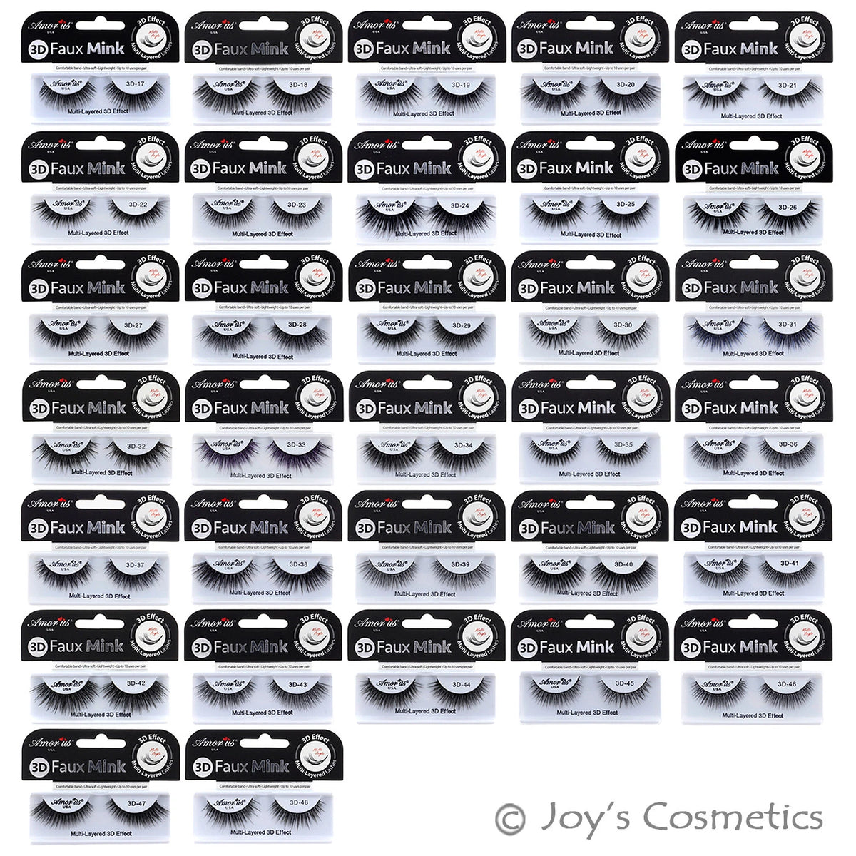 6 AMOR US 3D Effect Faux Mink False Eyelashes - 6 Pairs "Pick Your 1 Type"