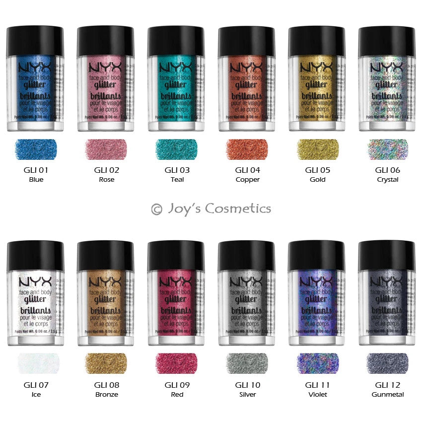1 NYX Face & Body Glitter Powder - GLI "Pick Your 1 Color" Joy's cosmetics