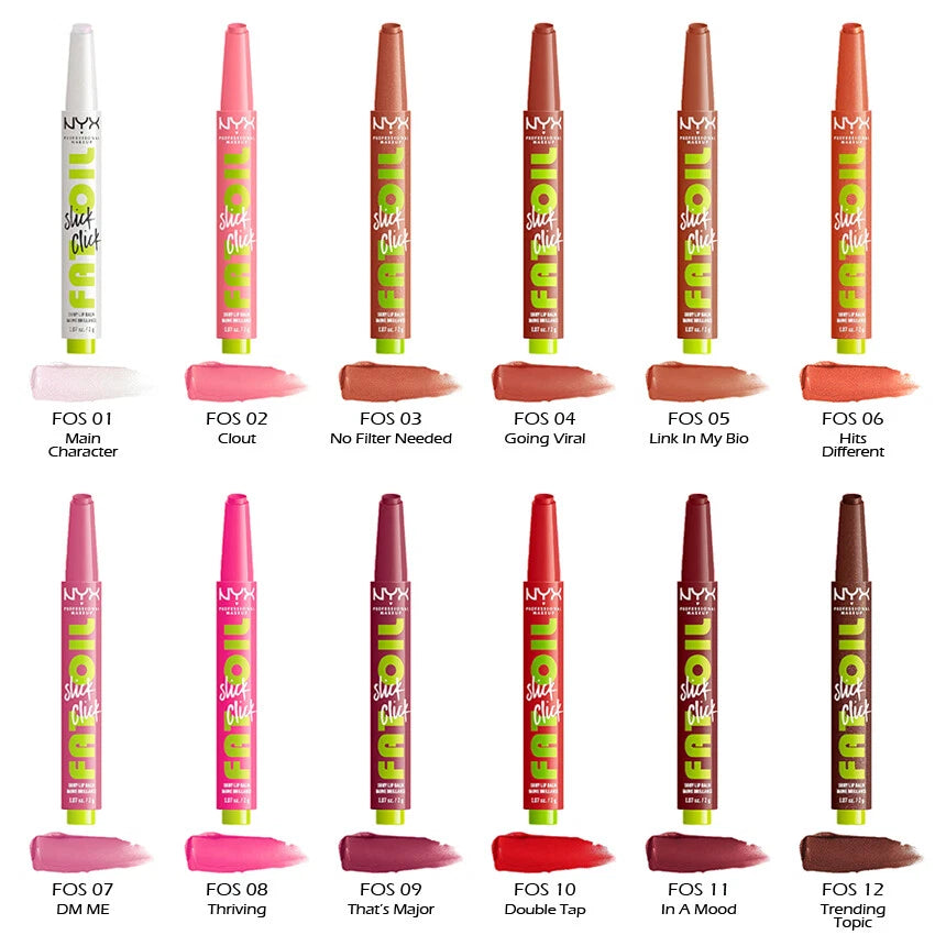 1 NYX Fat Oil Slick Click Pigmented Lip Oil Balm "Pick Your 1 Color" Joy's