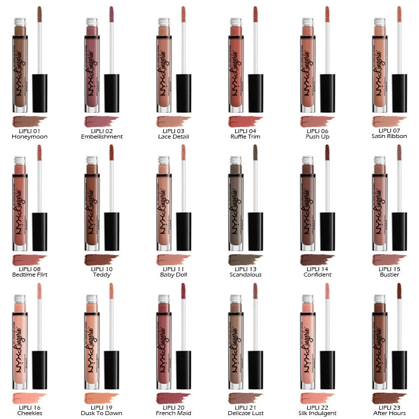 18 NYX Lip Lingerie Liquid Lipstick - Matte Finish "Full Set" Joy's cosmetics