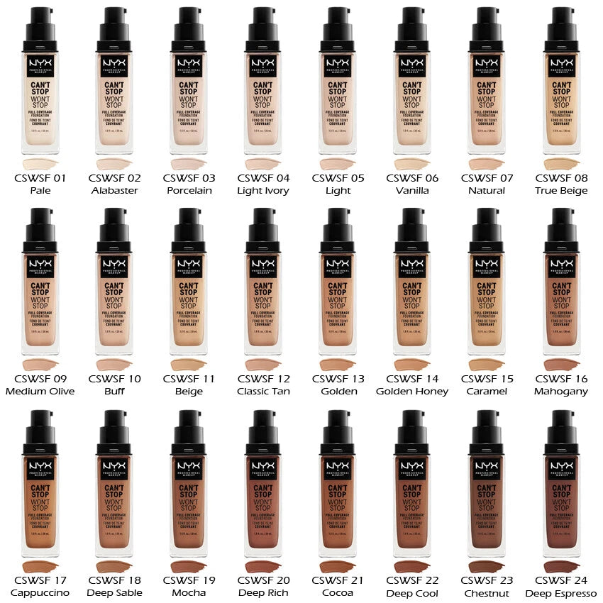2 NYX Can't Stop Won't Stop Full Coverage Foundation - CSWSF "Pick Your 2 Color"