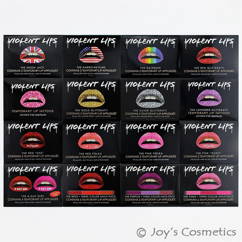1 VIOLENT LIPS Temporary Lip Tattoo Sticker "Pick Your 1 Type" - Total 3 sheet