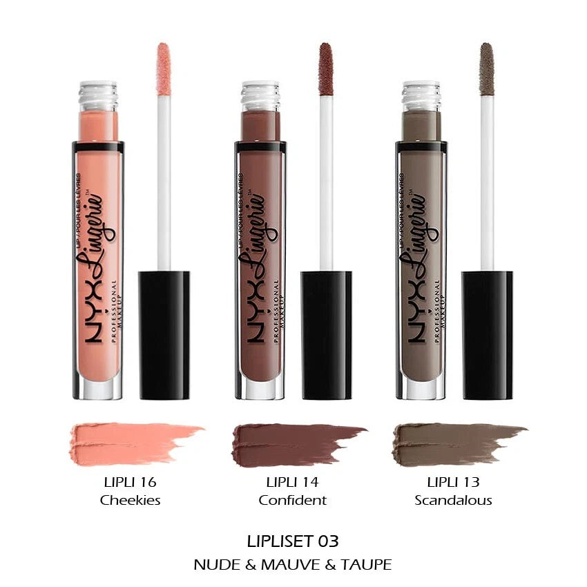 1 NYX Lip Lingerie - 3 Piece Set "LIPLISET03 - Nude & Mauve & Taupe" Joy's