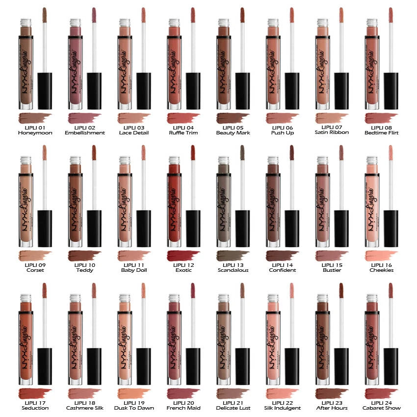 12 NYX Lip Lingerie Liquid Lipstick Gloss -12 pcs "Pick Your 1 Color" Joy's