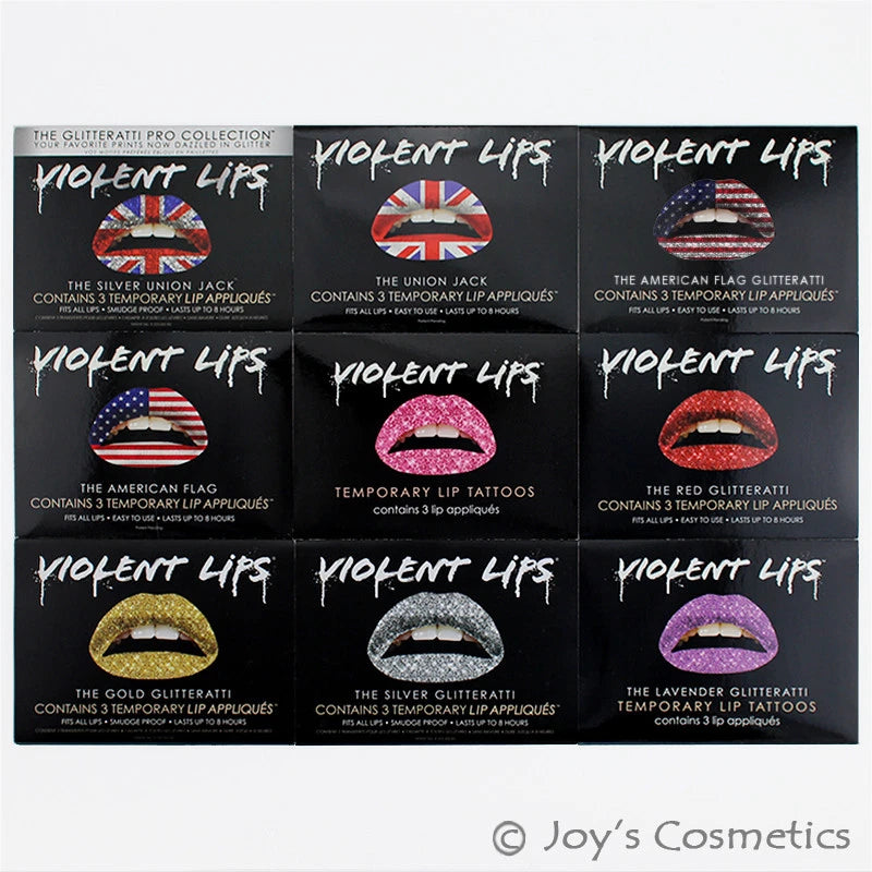 2 VIOLENT LIPS Temporary Lip Tattoo Sticker "Pick Your 2 Type" - Total 6 sheet