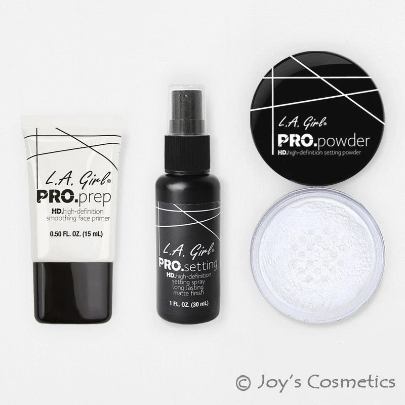 3 LA GIRL HD Pro Primer GFP949 + Setting Spray GFS950 + Powder GPP939 Set Joy