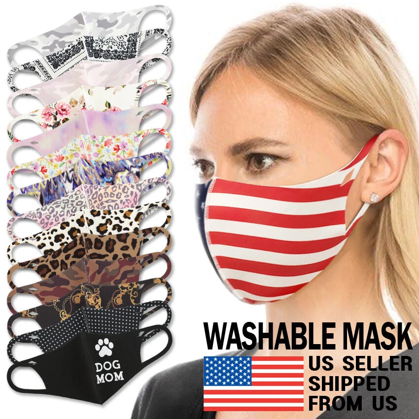 Washable Face Mask - Unisex Adult Breathable Reusable Spandex 3D Stretch Fabric