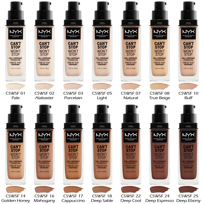 1 NYX Can't Stop Won't Stop Full Coverage Foundation "Pick Your 1 Color" Joy's