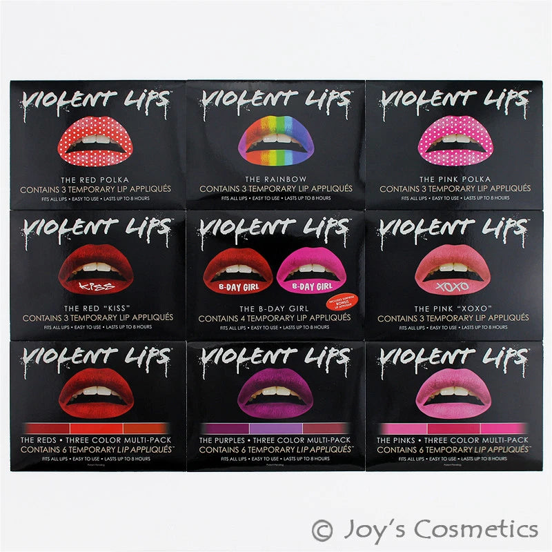 2 VIOLENT LIPS Temporary Lip Tattoo Sticker "Pick Your 2 Type" - Total 6 sheet